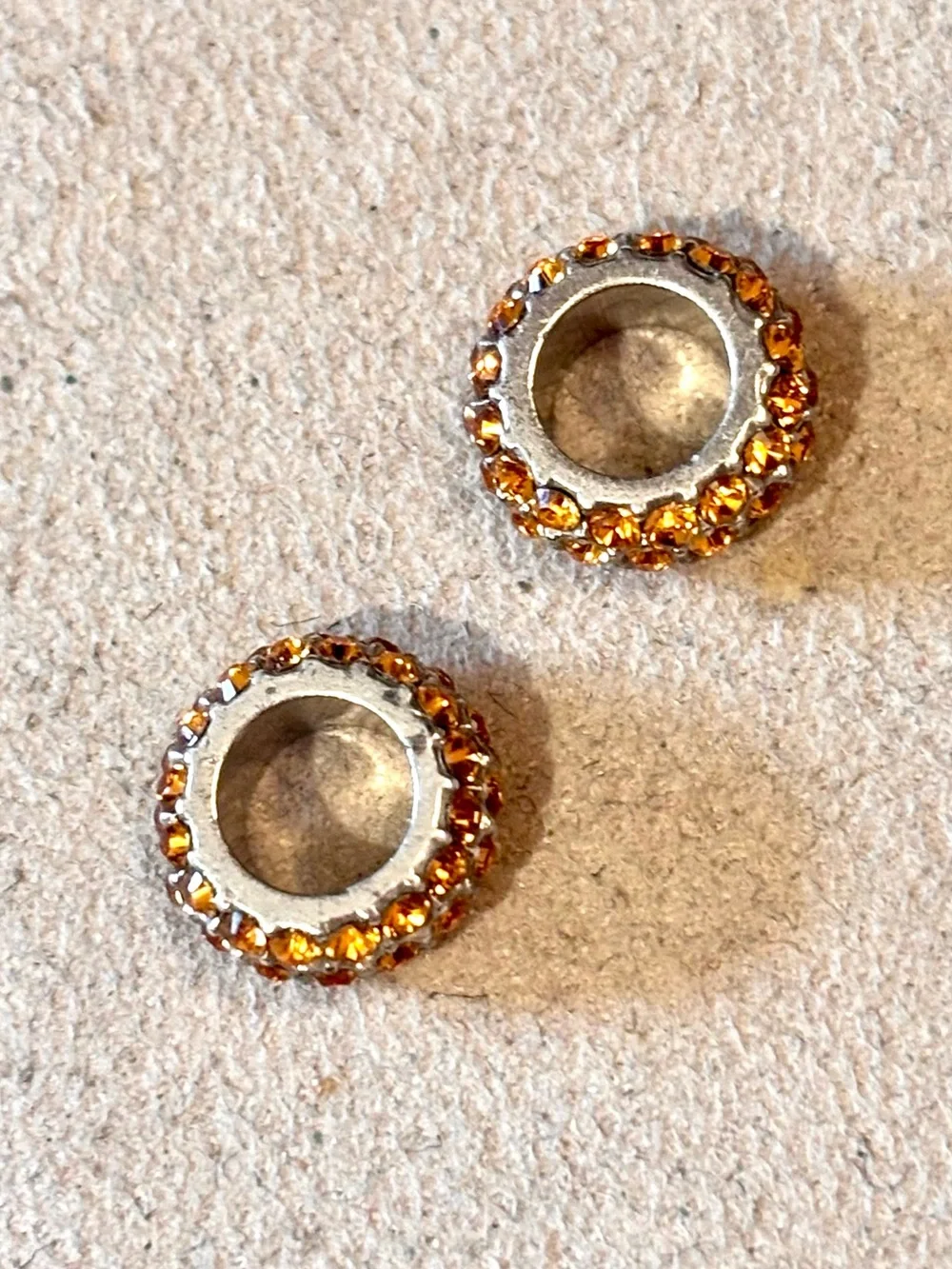 Two Brighton Glitter Spacers in yellow Thin beads Three rows of crystals Retired
